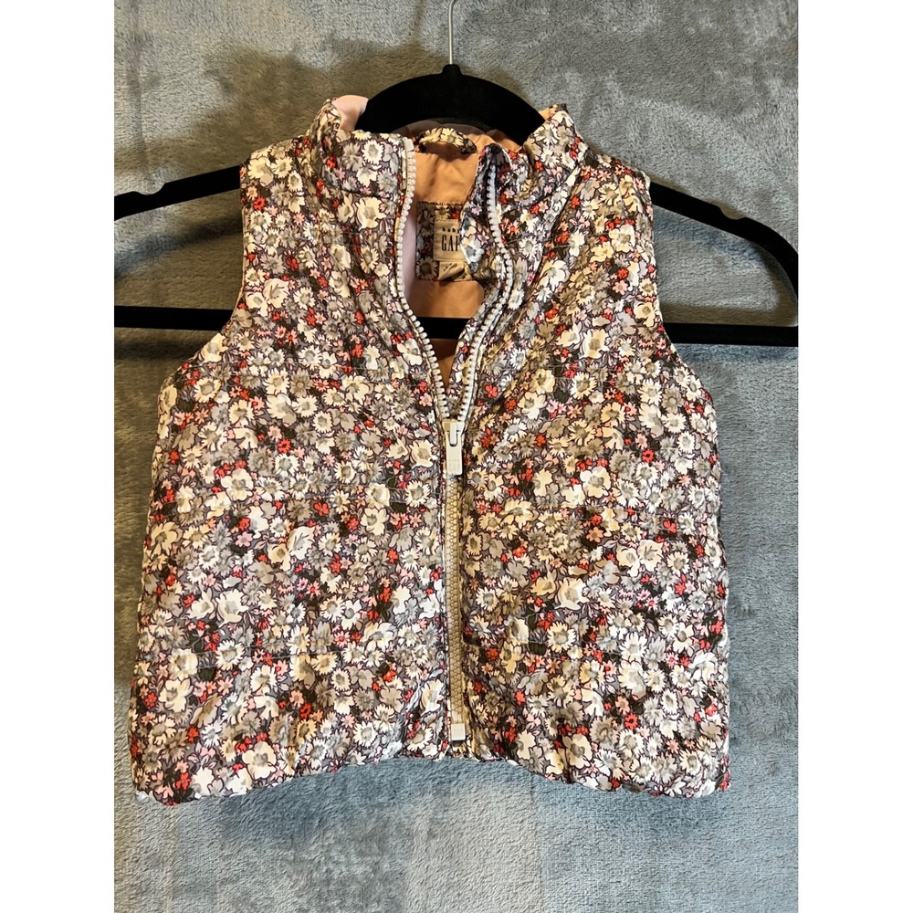 Baby Gap Floral Puffer Vest 2 Years Toddler‎ Girl Sleeveless Jacket